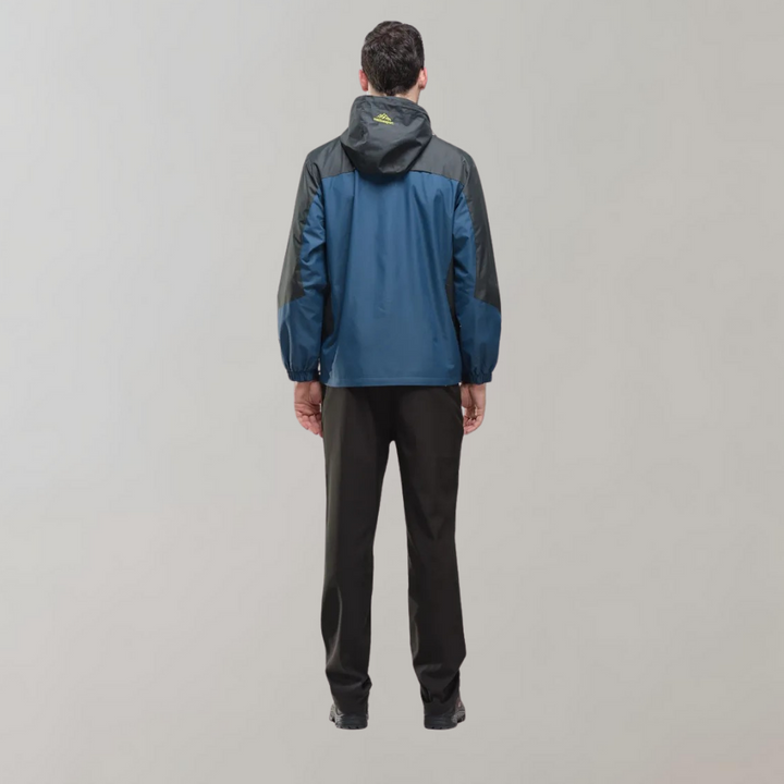AquaShield men's windproof all-season jacket, stylish and rugged for outdoor adventures.