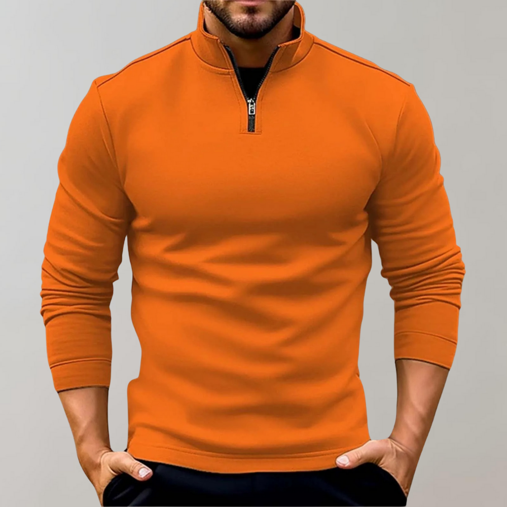 Stylish men's long-sleeve quarter-zip pullover, ideal for casual wear.