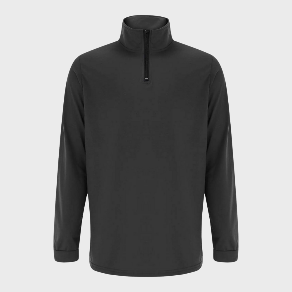 Comfortable men's pullover, featuring a quarter-zip design for warmth.