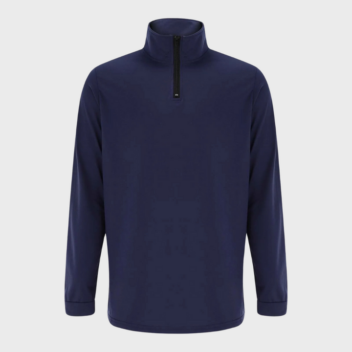 Men's fall fashion: a cozy quarter-zip warm sweater for everyday style.