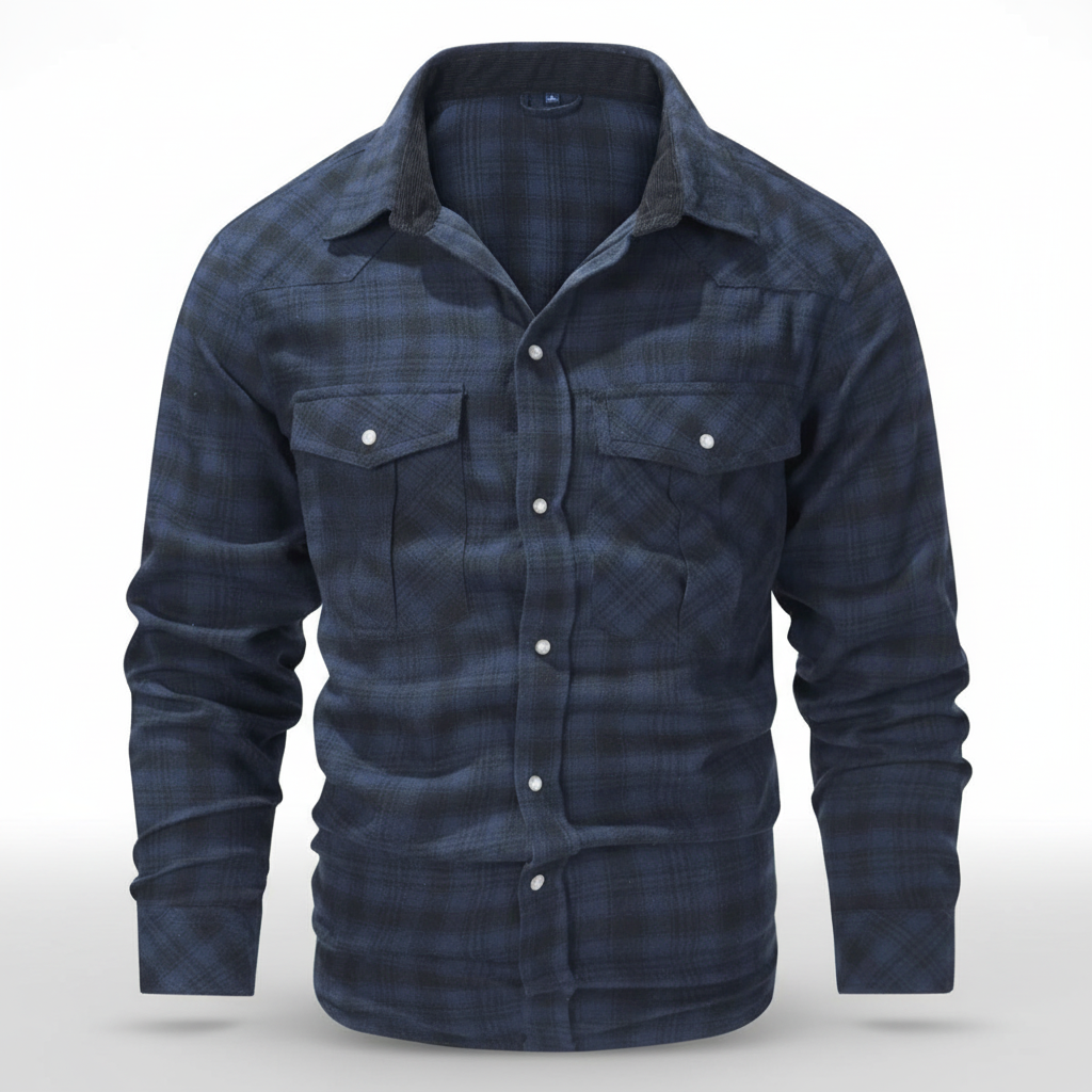 Men's Arnold long-sleeve flannel shirt, grey & white plaid, relaxed fit for everyday wear