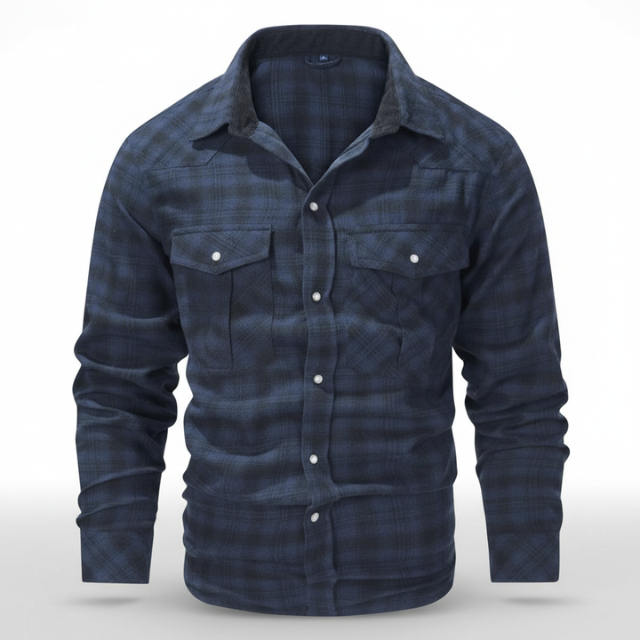 Men's Arnold long-sleeve flannel shirt, grey & white plaid, relaxed fit for everyday wear