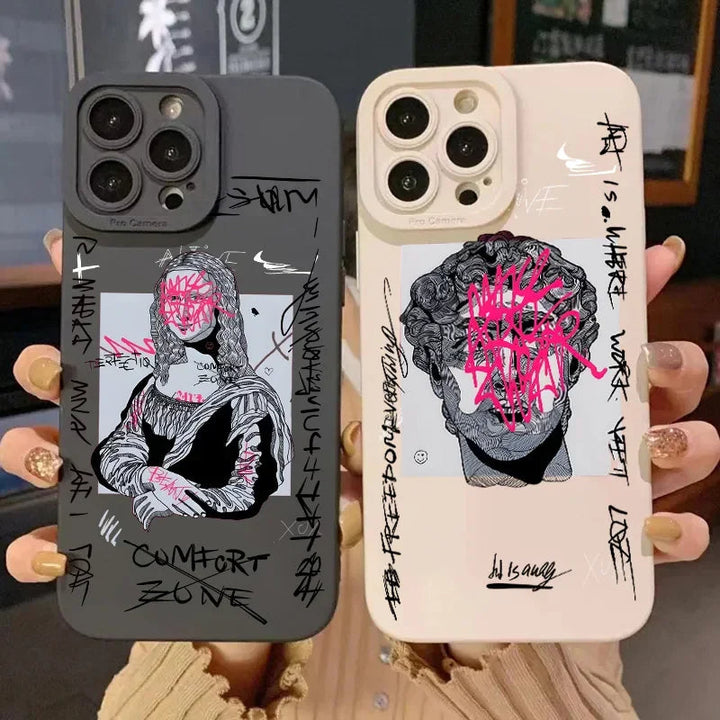 Men's artistic iPhone case with durable protective cover. Stylish tech accessory for all models.