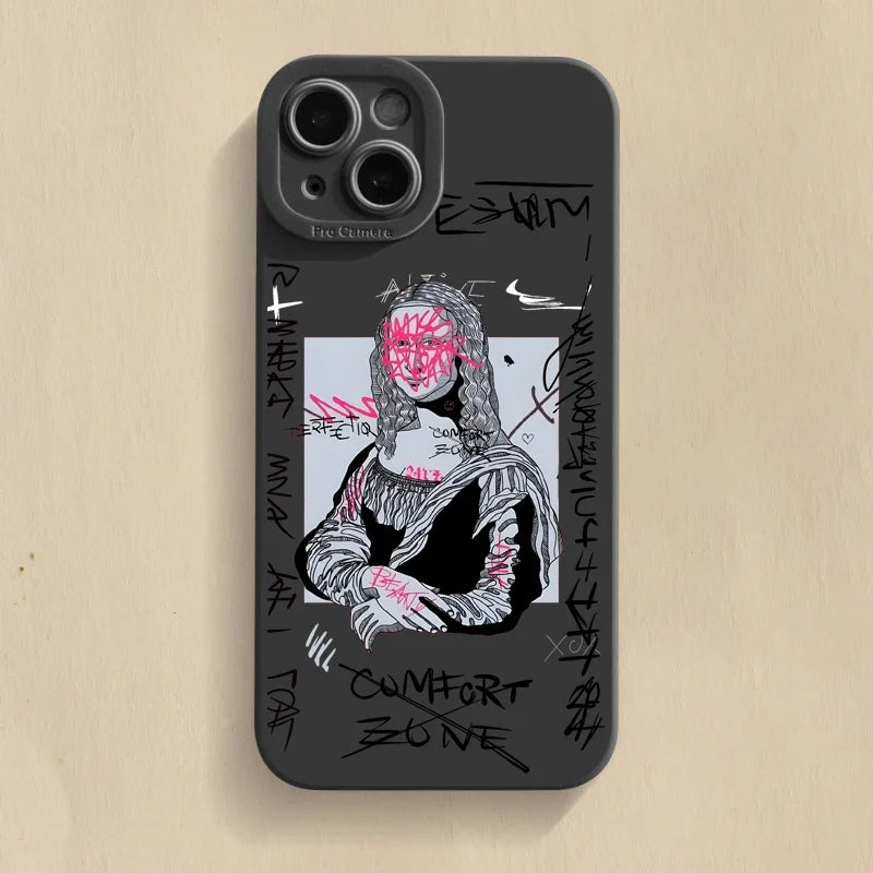 Men's artistic iPhone case showcasing vibrant street art. Stylish & protective phone accessory for all models.