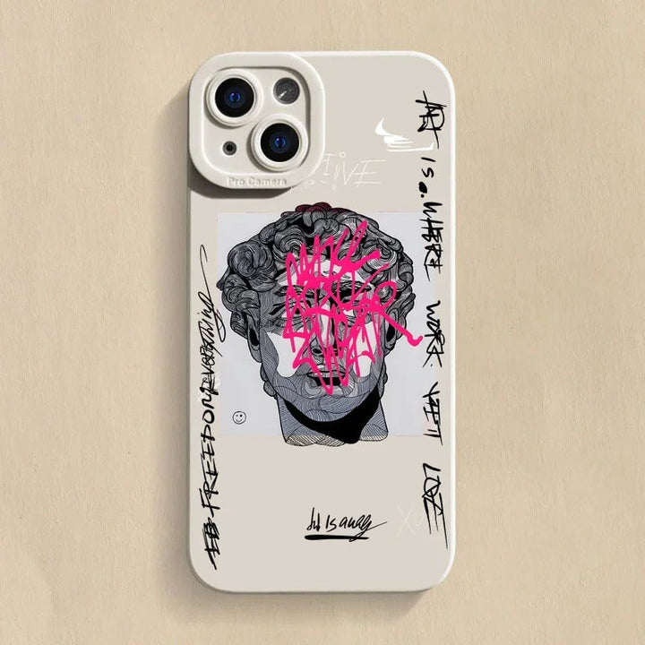 Men's stylish artistic iPhone case. Durable protective cover, unique tech accessory with classic art design.