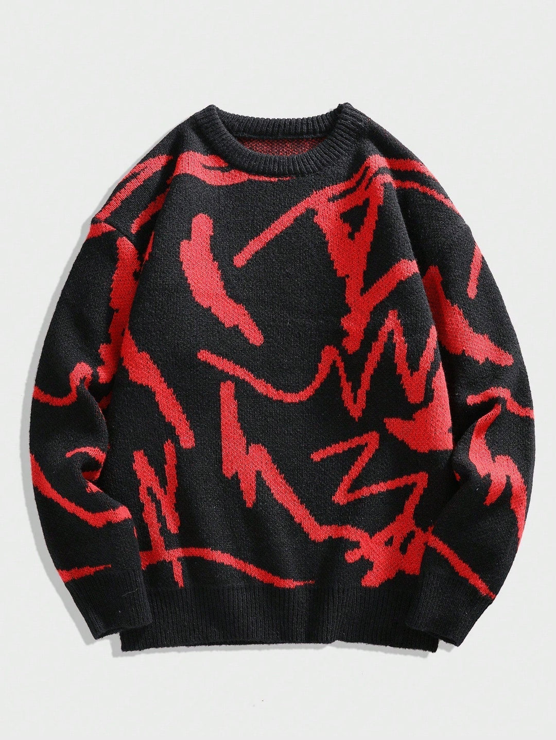 Back view of the men's Arvid graphic print sweater, demonstrating its comfortable, relaxed fit.