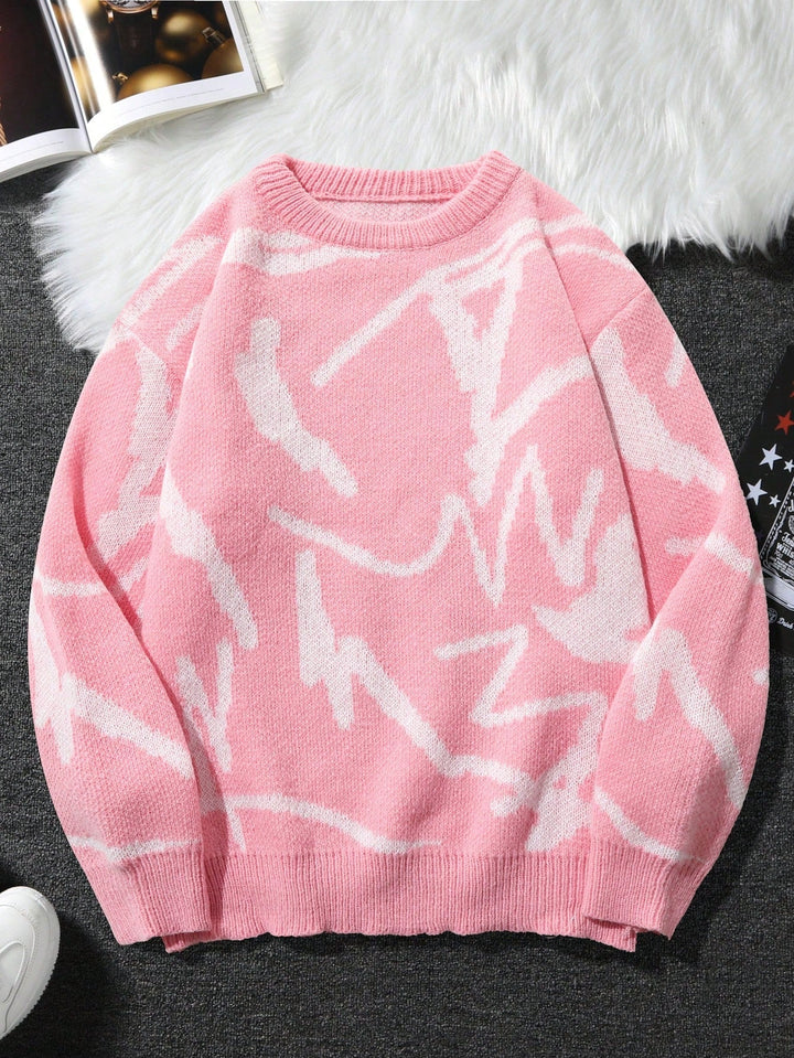 Modern men's apparel: Arvid graphic print sweater, a trendy long sleeve pullover with a relaxed fit.
