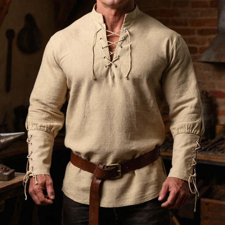 Comfortable Ashby men's medieval shirt, ideal period clothing for cosplay, themed events, and men's fashion.