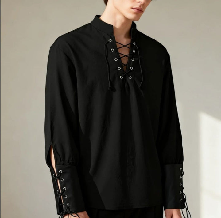 Ashby men's medieval shirt, a classic long sleeve design for Renaissance style, cosplay, or casual comfort.