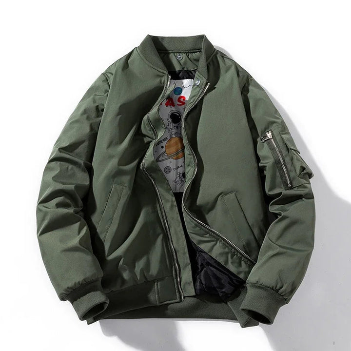 Casual men's Astro bomber jacket, ideal for everyday layering. A fashionable and comfortable unisex outerwear choice.