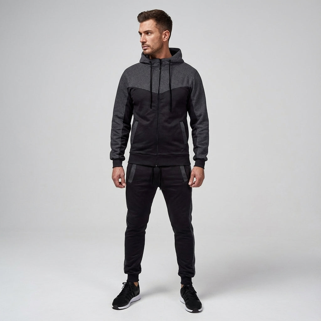 Sporty men's polyester tracksuit for active outdoor and indoor training sessions