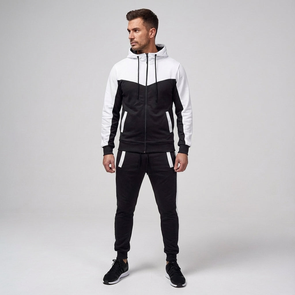 Stylish men's polyester tracksuit, a versatile set for gym, running, or lounging