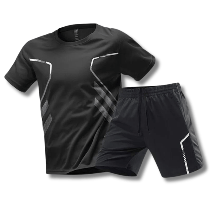 Men's athletic t-shirt and shorts set, ideal for training & leisure, quick-dry fabric