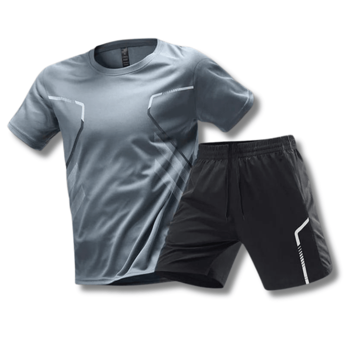 Quick-dry men's sports set, featuring a t-shirt and shorts, great for workouts & casual wear