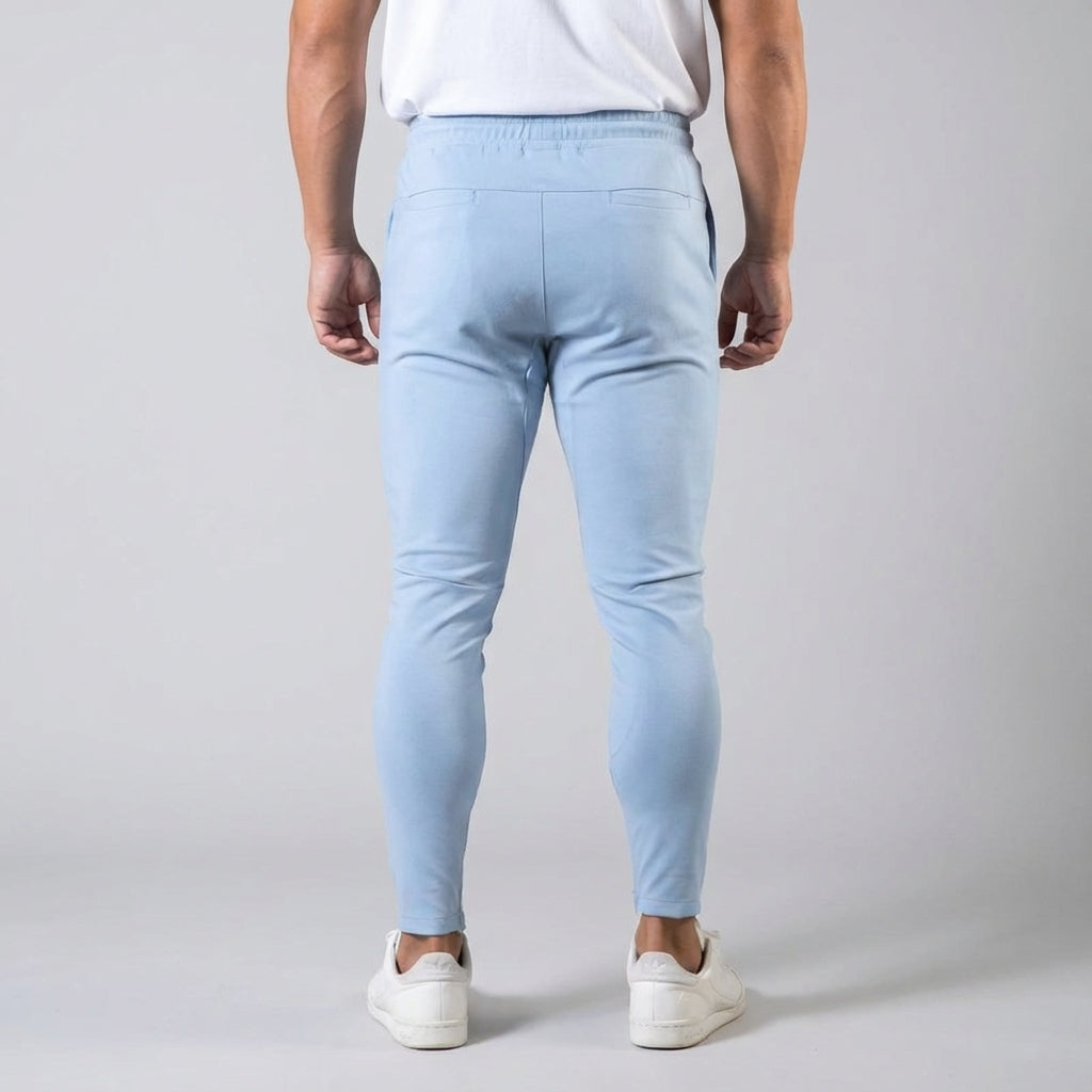 Duane men's tapered joggers, elastic waist, cotton blend, in a versatile dark color for sportswear.