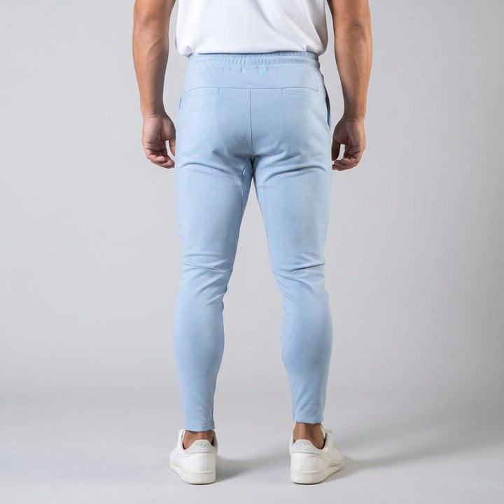 Duane men's tapered joggers, elastic waist, cotton blend, in a versatile dark color for sportswear.