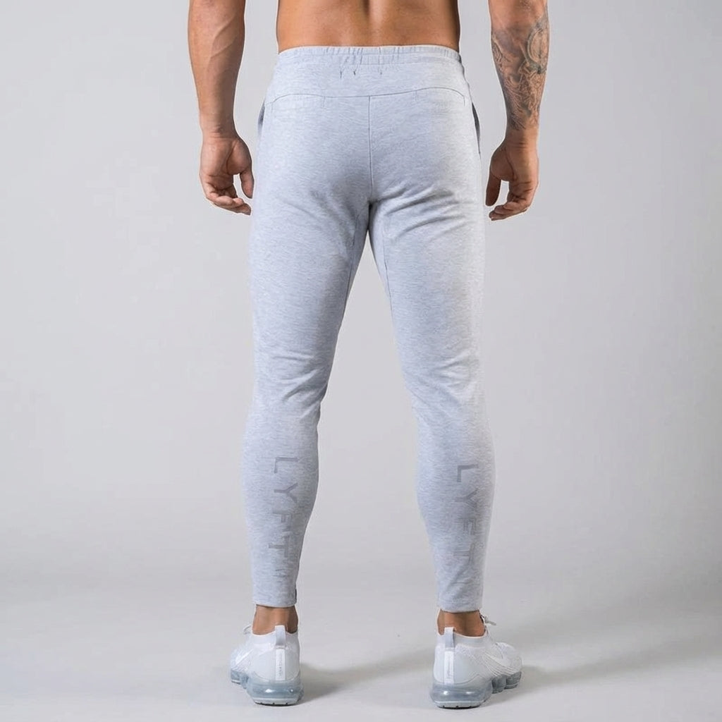 Comfortable men's joggers, tapered leg with elastic waistband, made from a soft cotton blend fabric.