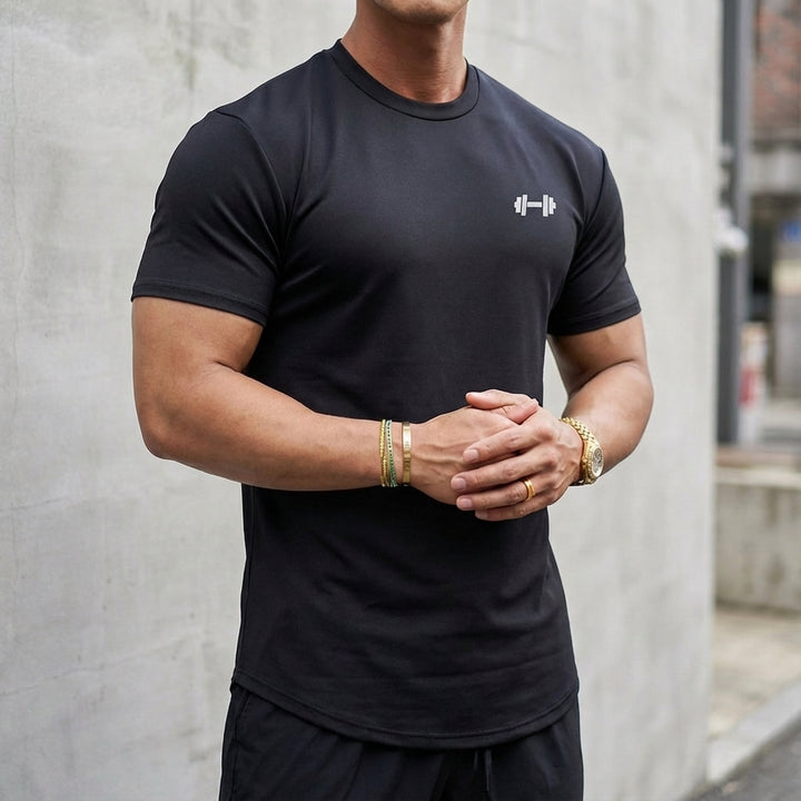 Men's athletic training shirt, breathable, moisture-wicking for gym