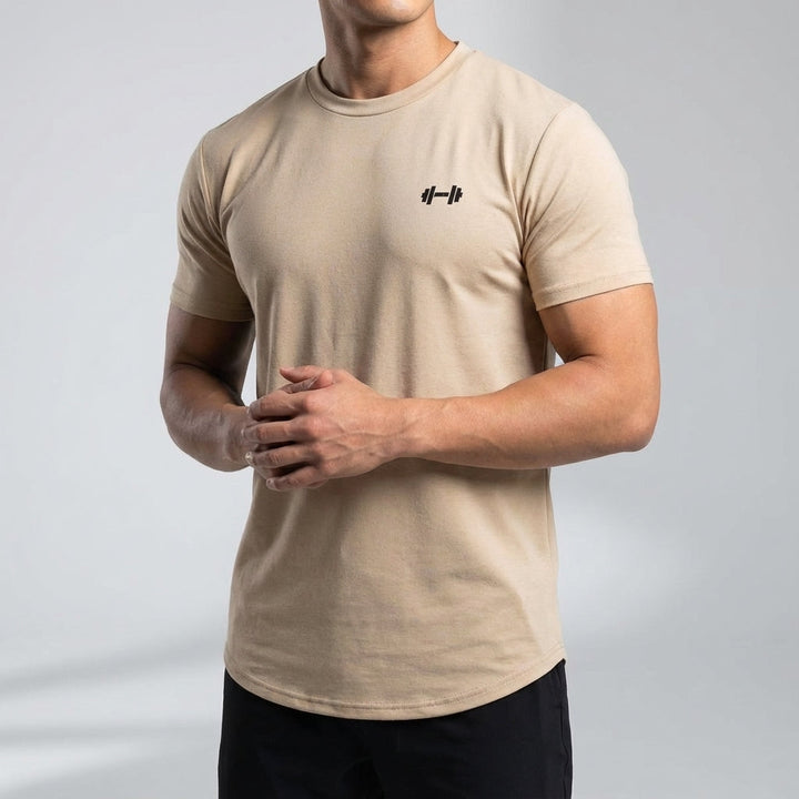 Men's gym wear, performance top, quick-dry, short sleeve, black