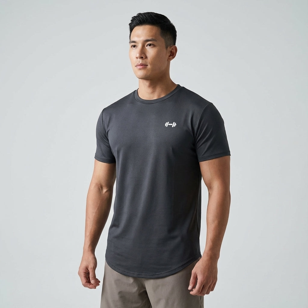 Men's breathable workout top, lightweight athletic training shirt