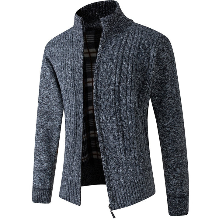 Full outfit featuring men's Atlas style vest cardigan, ideal for everyday winter fashion, layering & comfort.