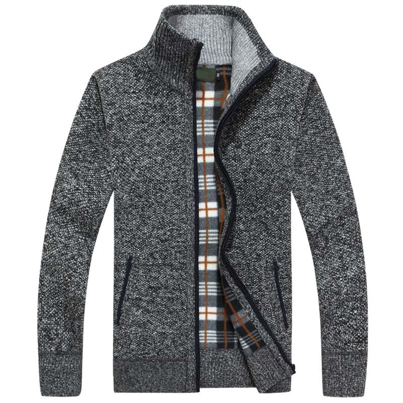 Close-up of button-front on men's Atlas style knit vest cardigan, showcasing everyday versatility & cold weather style.