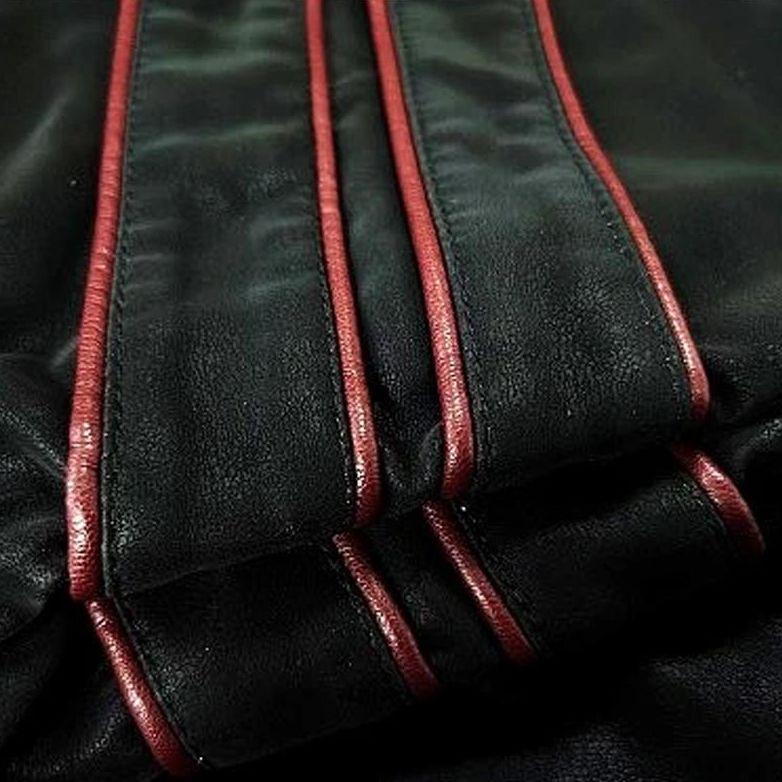 Iconic Men's Atlas Wolverine style black leather jacket. A durable statement piece for sleek men's fashion.