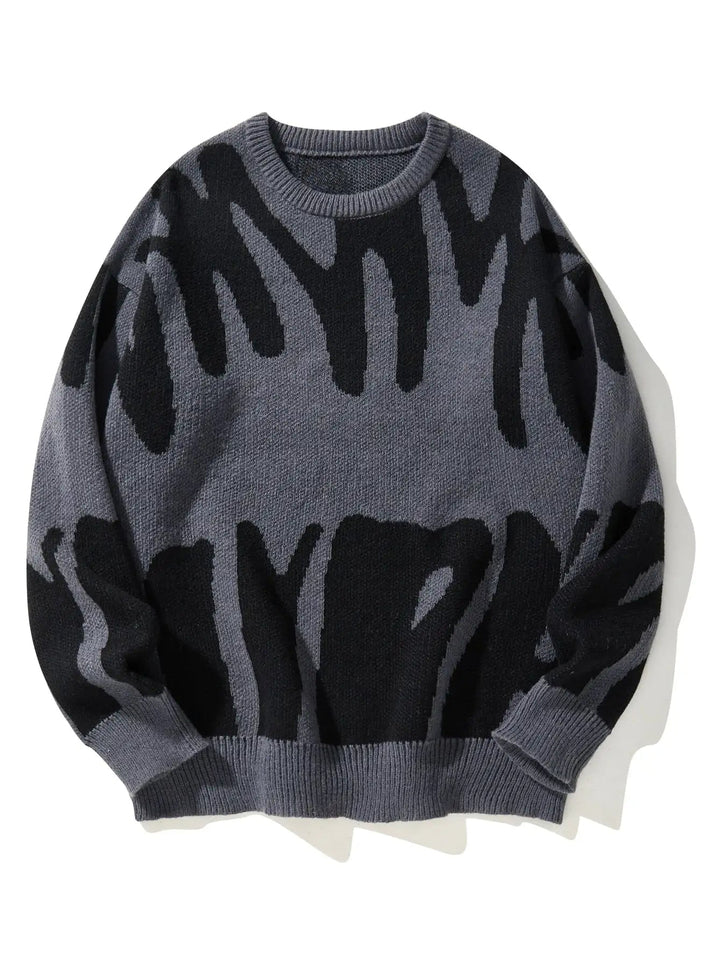 Men's Avant Abstract Sweater featuring a modern abstract design, crewneck, and oversized fit for stylish, cozy comfort.
