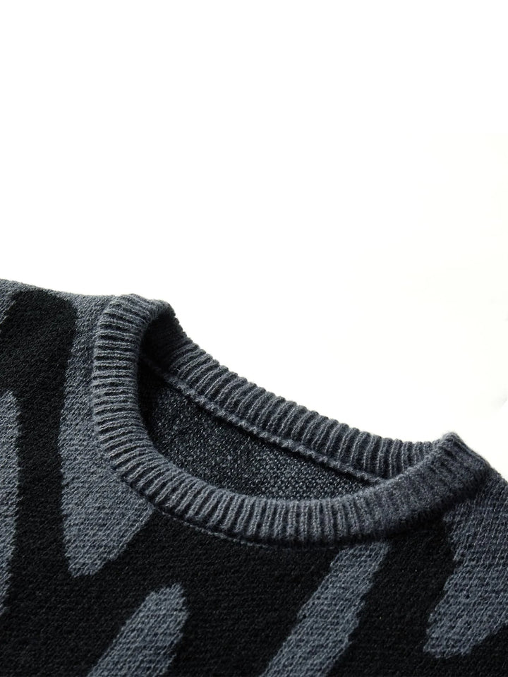 Modern men's abstract crewneck sweater in an oversized fit, providing cozy comfort and a fashionable look for men.