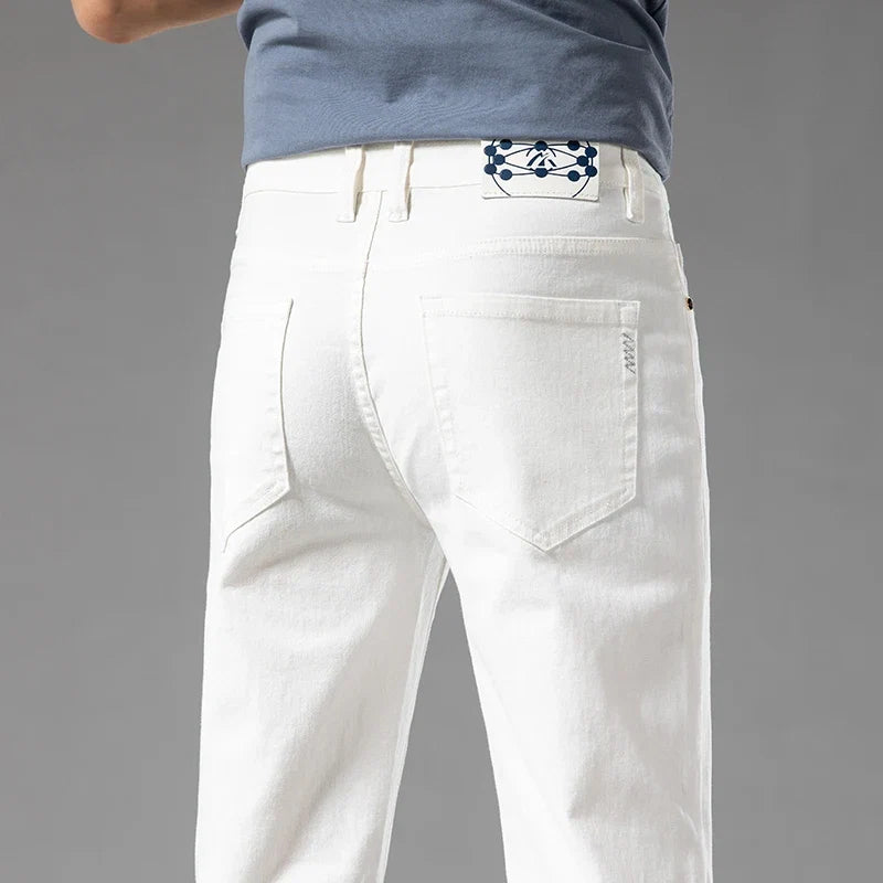 Men's Aven blue slim-fit stretch jeans for modern comfort & style. Perfect casual denim.