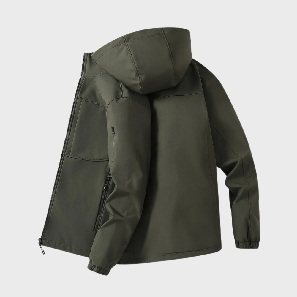 Axel men's hooded jacket, a comfortable and stylish layer for spring, autumn, or winter outerwear.