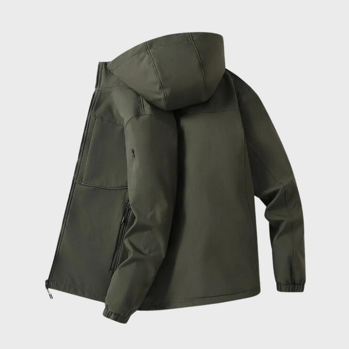 Axel men's hooded jacket, a comfortable and stylish layer for spring, autumn, or winter outerwear.