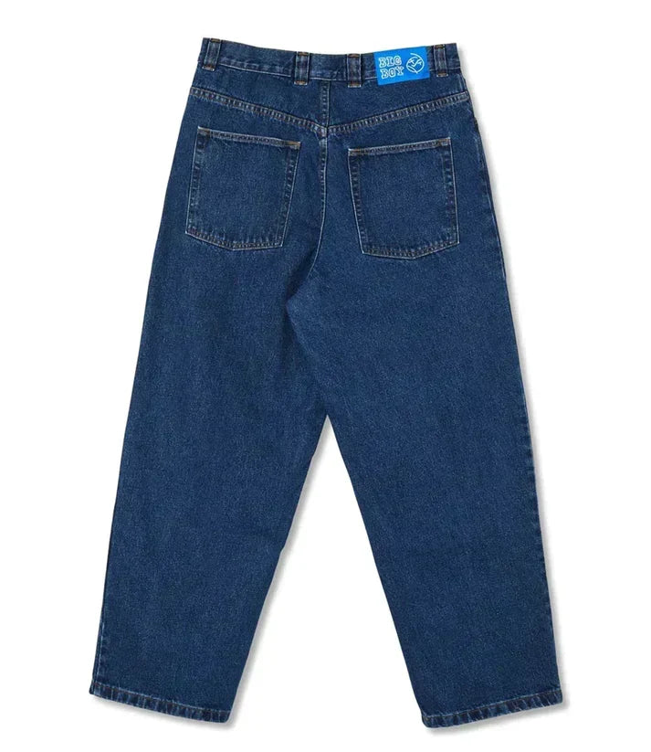 Trendy men's baggy jeans, featuring a comfortable loose fit for casual bottoms and modern streetwear outfits.