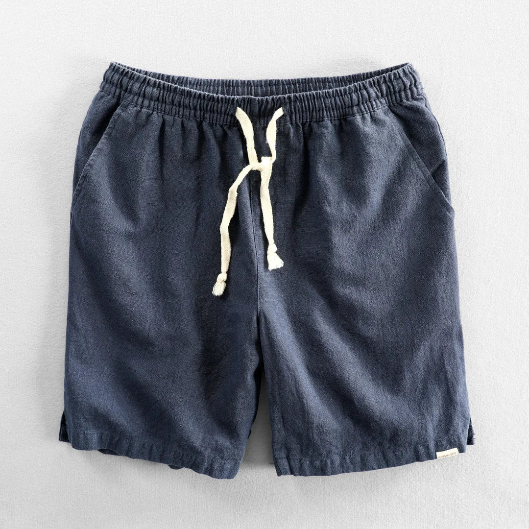 Deep blue Men's Barcelona style tailored comfort shorts with drawstring. Ideal for casual summer wear & relaxed fit.