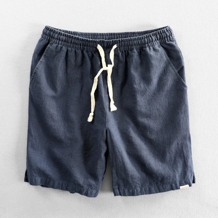Deep blue Men's Barcelona style tailored comfort shorts with drawstring. Ideal for casual summer wear & relaxed fit.