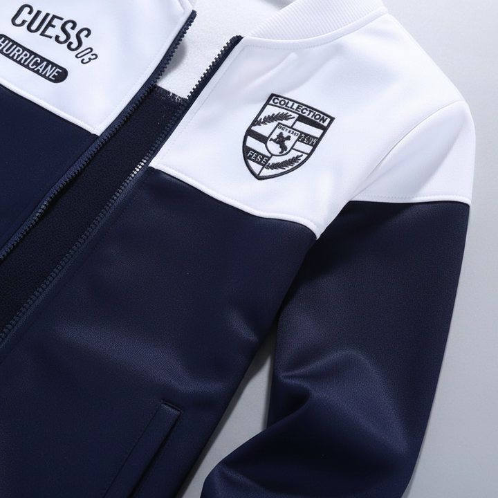 Versatile men's baseball tracksuit, ideal two-piece set for gym, urban style, or relaxed casual wear.