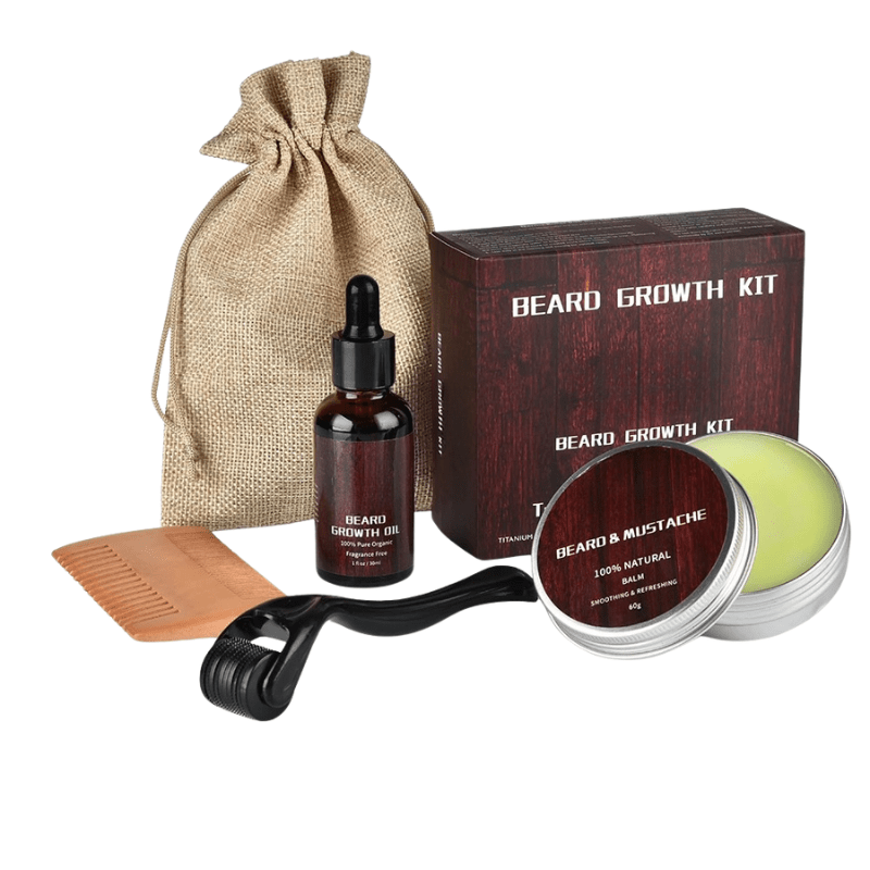 Grow a fuller, denser beard with this comprehensive men's beard growth & grooming kit.