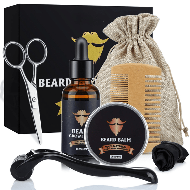 Achieve a healthier, stronger beard using this men's grooming kit with potent dermaroller.