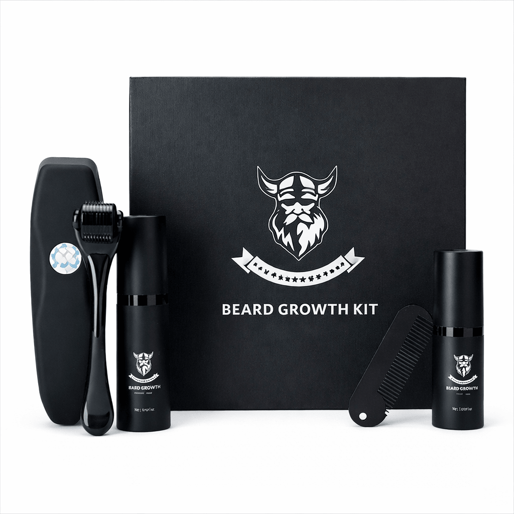 Transform your beard with this ultimate men's grooming kit for optimal growth & maintenance.
