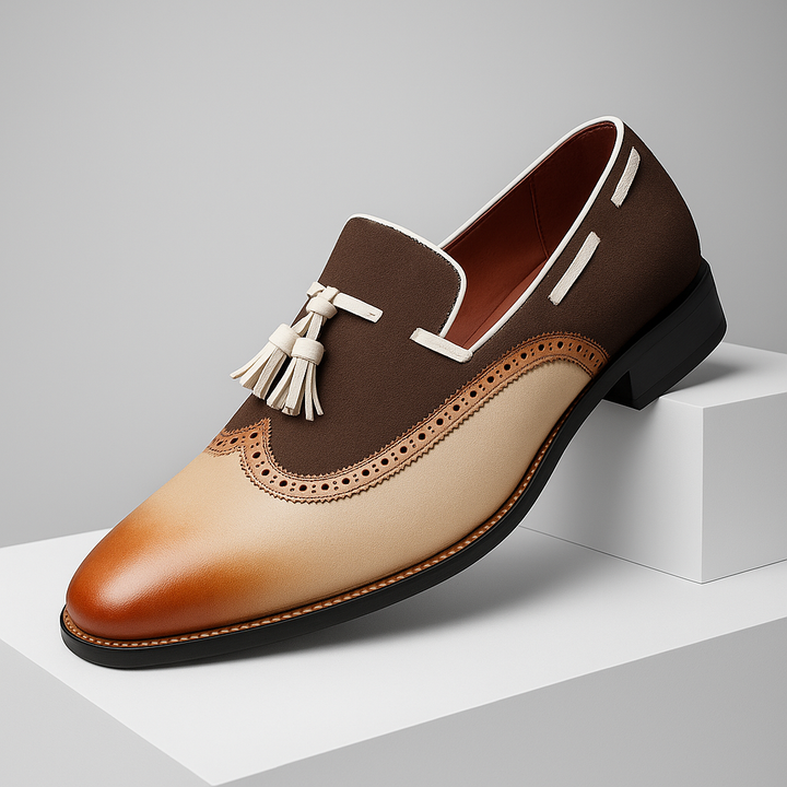 Men's Bellano tassel loafers with a stylish gradient finish. Comfortable slip-on dress shoes for formal or smart casual.