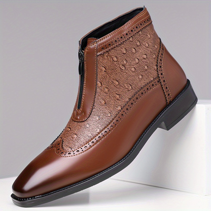 Men's Belmont Classic Zip-Up Boots, elegant & stylish black leather ankle boots for men.