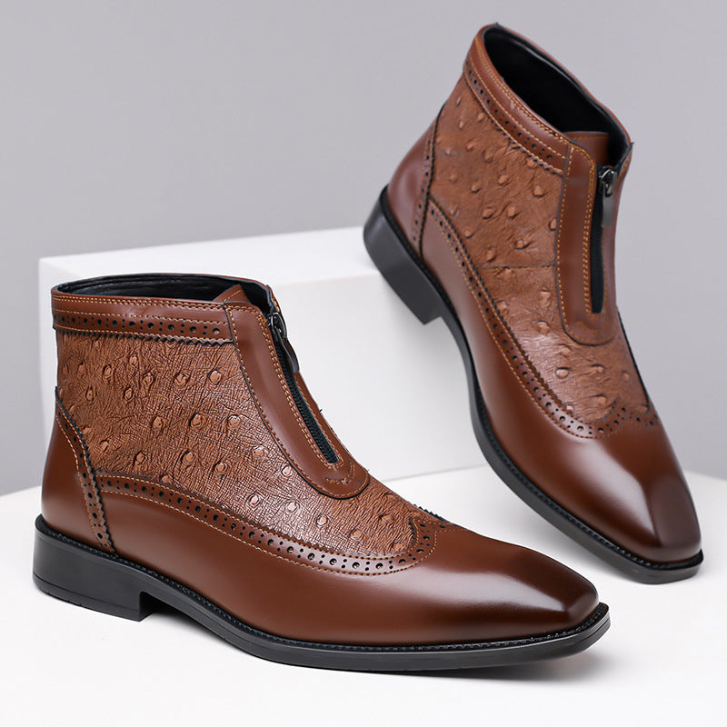Formal men's Belmont Classic Zip-Up Boots, sophisticated dress boots for elegant occasions.