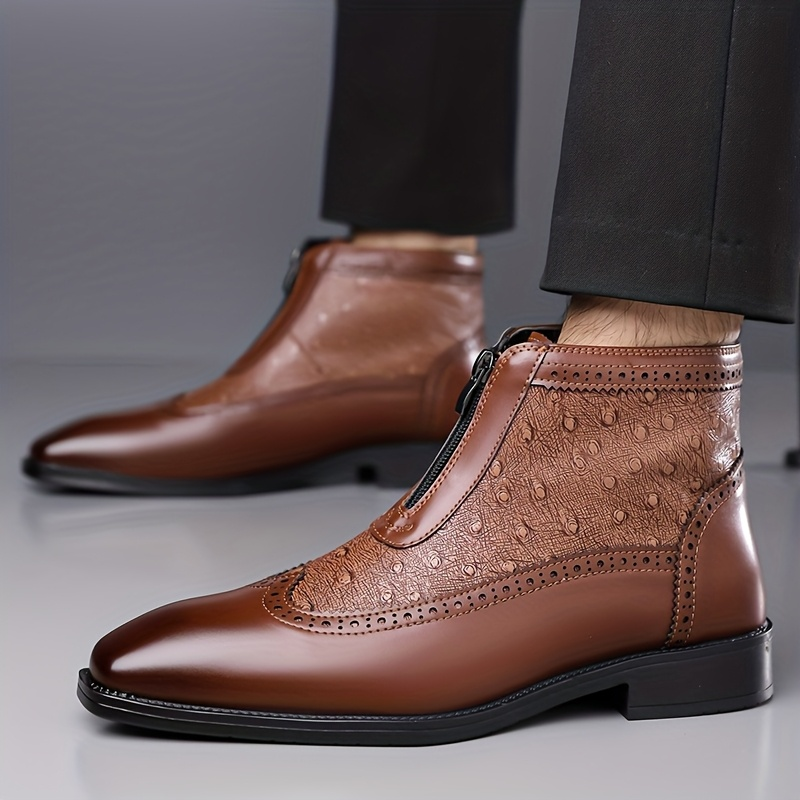 Elegant men's Belmont Classic Zip-Up leather boots, perfect for formal or casual wear.