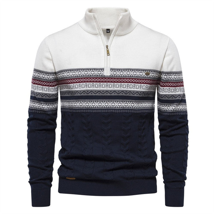 Stylish men's knit half-zip, perfect for winter layering and ultimate comfort.