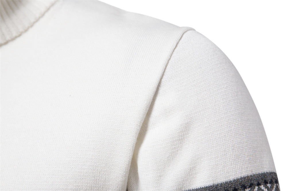 Men's winter fashion: cozy Nordic half-zip pullover, great for layering.