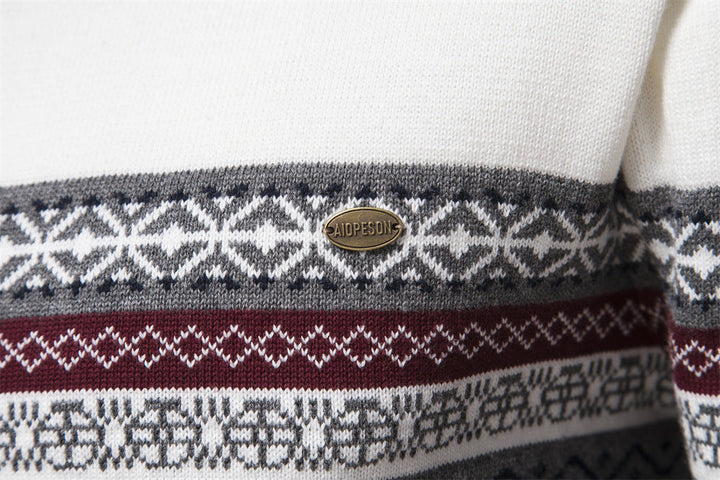 Comfortable men's knit half-zip sweater for everyday wear and cold weather.