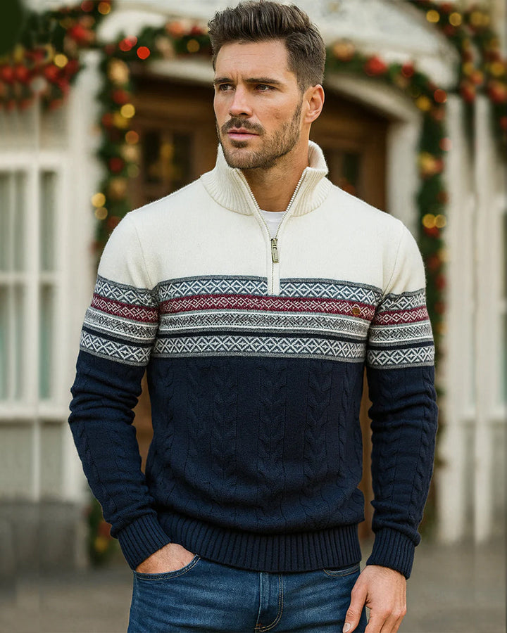 Bergen men's half-zip sweater, a comfortable and stylish casual top for fall & winter.
