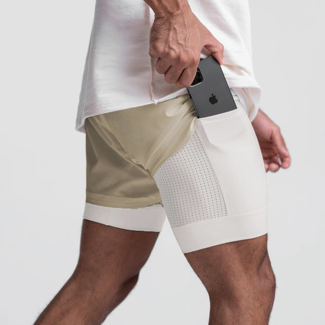 Back view of men's athletic shorts, showing the sleek design and comfortable fit