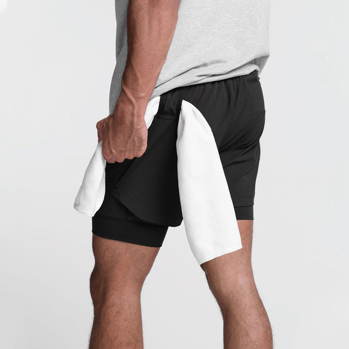Close-up of the breathable fabric on Marky men's athletic shorts, highlighting quick dry material