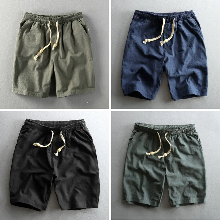 Men's black casual drawstring shorts for everyday comfort & summer style.
